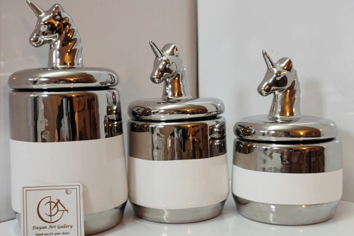 بانکه سه تایی سرامیکی درب اسبی دایان گالری مدل Bs01 رنگ نقره ای