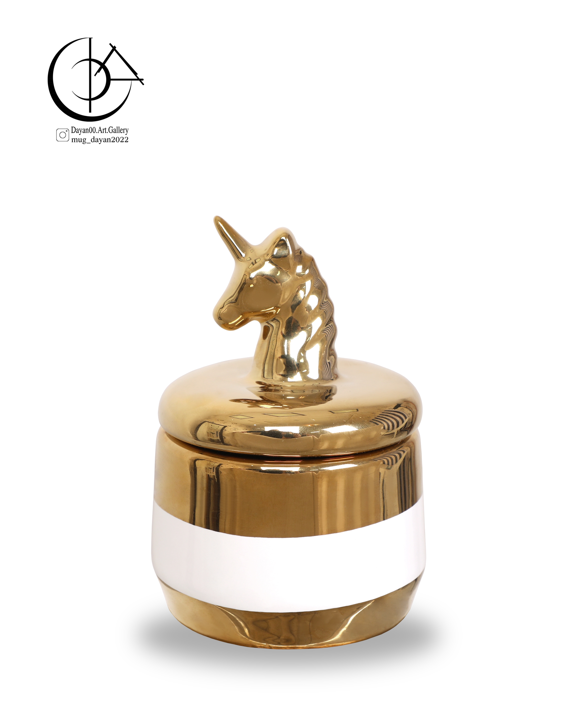 بانکه سرامیکی درب اسبی سایز کوچک دایان گالری مدل Bg02 رنگ طلایی