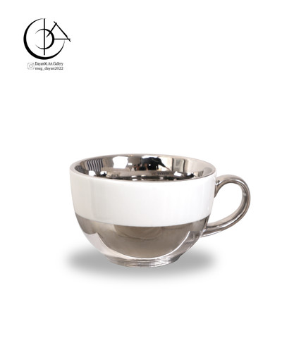 لاته خوری ۳۰۰ سی سی چینی دایان گالری مدل la301 رنگ سفید نقره ای